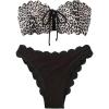 image:imageMakeMeChic Womens Cheetah Print Strapless Bikini Set Bandeau Lace Up Scallop Bathing SuitBrown and Black