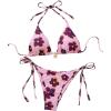 image:imageMakeMeChic Womens Floral Bikini Set Halter Triangle Tie Side String Thong SwimsuitsPink