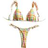 image:imageMakeMeChic Womens Plaid Bikini Set Triangle Ruffle Tie Back Bathing Suit SwimsuitsMulticolor