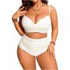image:imageMakeMeChic Womens Plus Size 2 Piece Bikini Set Wrap Ruched High Waist Swimsuit 2 BeachwearWhite