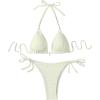 image:imageMakeMeChic Womens Plus Size Bikini Sets Tie Side Textured Triangle Shell Halter Bathing SuitWhite