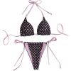 image:imageMakeMeChic Womens Polka Dots 2 Piece Bikini Set Halter Tie Backless Thong SwimsuitMulticolor