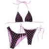 image:imageMakeMeChic Womens Polka Dots Triangle Thong Bikini Sets 3pcs High Leg Halter Swimsuit Bathing SuitMulticolor