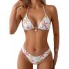 image:imageMakeMeChic Womens Polka Dots Triangle Thong Bikini Sets Floral Cute Bathing Suit SwimsuitsStar Red White