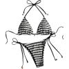 image:imageMakeMeChic Womens Striped Triangle Thong Micro Bikini Sets Halter Swimsuits Bathing SuitStriped