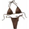image:imageMakeMeChic Womens Summer Beach 2 Piece Bathing Suit Metallic Seashell Starfish Halter Cheeky Bikini SetsBrown