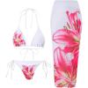 image:imageMakeMeChic Womens Triangle Thong Bikini Sets Floral Polka Dots Bandeau Bathing Suit Swimsuit CoverupWhite
