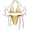 image:imageMakeMeChic Womens Two Piece Bikini Set Halter Triangle Ring Tie Side Swimsuit Beachwear Bathing SuitsYellow