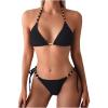 image:imageMakeMeChic Womens Two Piece Bikini Sets Swimsuit Halter Triangle Bathing Suit BeachwearBlack