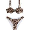 image:imageMakeMeChic Womens Two Piece Cheetah Print Bikini Sets Bow Underwire Backless Cheeky Bathing Suit SwimsuitsMulticolor