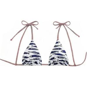 image:imageMAKEMECHIC Womens Triangle Bikini Top Fish Tie Shoulder Bathing Suit Tops SwimwearBlue