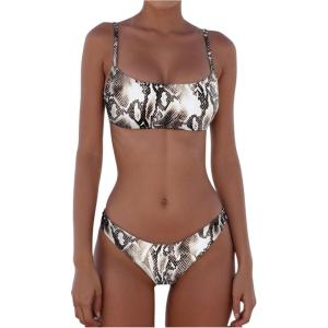 image:imageMakeMeChic Womens Bikini Sets Leopard Print Spaghetti Strap Backless Beach SwimsuitMulticolor B