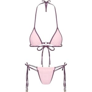 image:imageMakeMeChic Womens Two Piece Bikini Set Halter Triangle Ring Tie Side Swimsuit Beachwear Bathing SuitsPink
