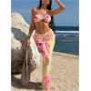 image:imageMakeMeChic Womens 3 Piece Summer Bathing Suit Metallic 3D Floral Halter Tie Back Bikini Set with Beach SkirtsMulticolor