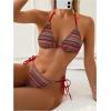 image:imageMakeMeChic Womens Boho Bikini Sets Striped Halter 3 Piece Swimsuit with Beach Cover Up SkirtMulticolor a