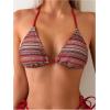 image:imageMakeMeChic Womens Boho Bikini Sets Striped Halter 3 Piece Swimsuit with Beach Cover Up SkirtMulticolor a