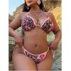 image:imageMakeMeChic Womens Plus Size 2 Piece Summer Swimsuit Cheetah Print Tie Backless Halter Cheeky Beach OutfitsMulticolor