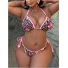 image:imageMakeMeChic Womens Plus Size 2 Piece Summer Swimsuit Cheetah Print Tie Backless Halter Cheeky Beach OutfitsMulticolor
