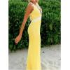 image:imageMakeMeChic Womens Boho Kint Deep V Neck Maxi Dress Sleeveless Tie Back Long DressesYellow