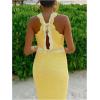 image:imageMakeMeChic Womens Boho Kint Deep V Neck Maxi Dress Sleeveless Tie Back Long DressesYellow