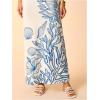 image:imageMakeMeChic Womens Floral Boho One Shoulder Dress Sleeveless Bodycon Beach Vacation Maxi DressesBlue and White