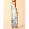image:imageMakeMeChic Womens Floral Boho One Shoulder Dress Sleeveless Bodycon Beach Vacation Maxi DressesBlue and White