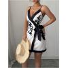 image:imageMakeMeChic Womens Floral V Neck Cami Dress Wrap Tie Side Belted Summer Mini DressesMulticolor