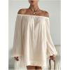 image:imageMAKEMECHIC Womens Off The Shoulder Summer Dress Lantern Sleeve Tunic Casual Business Mini DressApricot
