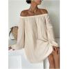 image:imageMAKEMECHIC Womens Off The Shoulder Summer Dress Lantern Sleeve Tunic Casual Business Mini DressApricot