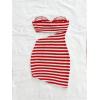 image:imageMakeMeChic Womens Beach Striped Strapless Tube Dress Twist Front Cut Out Knit Bodycon Y2k Mini Dresses