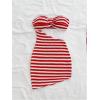 image:imageMakeMeChic Womens Beach Striped Strapless Tube Dress Twist Front Cut Out Knit Bodycon Y2k Mini Dresses