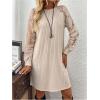 image:imageMakeMeChic Womens Boho Sweater Dress Long Sleeve Rib Knit Cozy Knee Length DressesKhaki