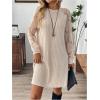 image:imageMakeMeChic Womens Boho Sweater Dress Long Sleeve Rib Knit Cozy Knee Length DressesKhaki