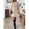 image:imageMakeMeChic Womens Boho Sweater Dress Long Sleeve Rib Knit Cozy Knee Length DressesKhaki