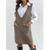 image:imageMakeMeChic Womens Casual Sweater Dress V Neck Sleeveless Knit Short Sweater Dresses with PocketA Mocha Brown