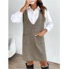 image:imageMakeMeChic Womens Casual Sweater Dress V Neck Sleeveless Knit Short Sweater Dresses with PocketA Mocha Brown