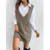 image:imageMakeMeChic Womens Casual Sweater Dress V Neck Sleeveless Knit Short Sweater Dresses with PocketA Mocha Brown