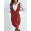 image:imageMakeMeChic Womens Casual Sweater Dress V Neck Sleeveless Knit Short Sweater Dresses with PocketBurgundy