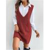 image:imageMakeMeChic Womens Casual Sweater Dress V Neck Sleeveless Knit Short Sweater Dresses with PocketBurgundy