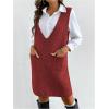 image:imageMakeMeChic Womens Casual Sweater Dress V Neck Sleeveless Knit Short Sweater Dresses with PocketBurgundy