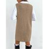 image:imageMakeMeChic Womens Casual Sweater Dress V Neck Sleeveless Knit Short Sweater Dresses with PocketKhaki