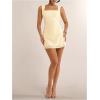 image:imageMakeMeChic Womens Criss Cross Tie Open Back Tank Dress Ruched Sleeveless Bodycon Y2k Short DressesYellow