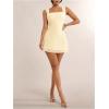 image:imageMakeMeChic Womens Criss Cross Tie Open Back Tank Dress Ruched Sleeveless Bodycon Y2k Short DressesYellow