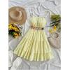 image:imageMakeMeChic Womens Floral Boho Mini Dress Spaghetti Strap Shirred Flowy A Line Cami DressesYellow
