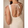 image:imageMakeMeChic Womens Floral Lace Dress Crew Neck Backless Tank Sleeveless Mini DressesApricot