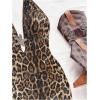 image:imageMakeMeChic Womens Glitter Sequin Halter Mini Dress Cheetah Print Tie Open Back Starfish Bodycon Party DressesBrown