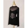 image:imageMakeMeChic Womens Mesh Sheer Cocktail Dress Y2K Long Sleeve Mock Neck Bodycon Club Mini Dresses Concert OutfitsBlack