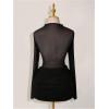 image:imageMakeMeChic Womens Mesh Sheer Cocktail Dress Y2K Long Sleeve Mock Neck Bodycon Club Mini Dresses Concert OutfitsBlack