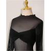 image:imageMakeMeChic Womens Mesh Sheer Cocktail Dress Y2K Long Sleeve Mock Neck Bodycon Club Mini Dresses Concert OutfitsBlack