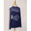 image:imageMakeMeChic Womens Mesh Sheer Cocktail Dress Y2K Long Sleeve Mock Neck Bodycon Club Mini Dresses Concert OutfitsBlue